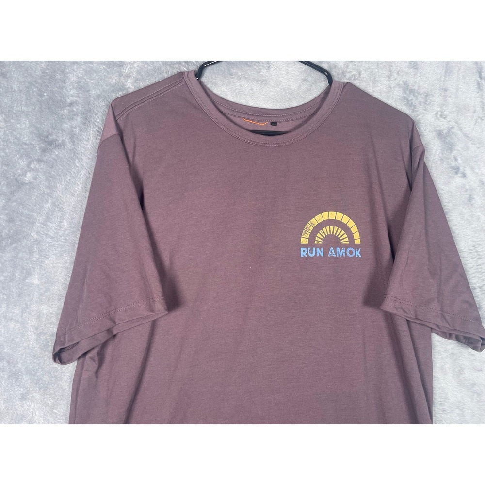 Roark Run Amok Mens XL Drirelease Performance T-Shirt Mauve Brown Graphic Tee